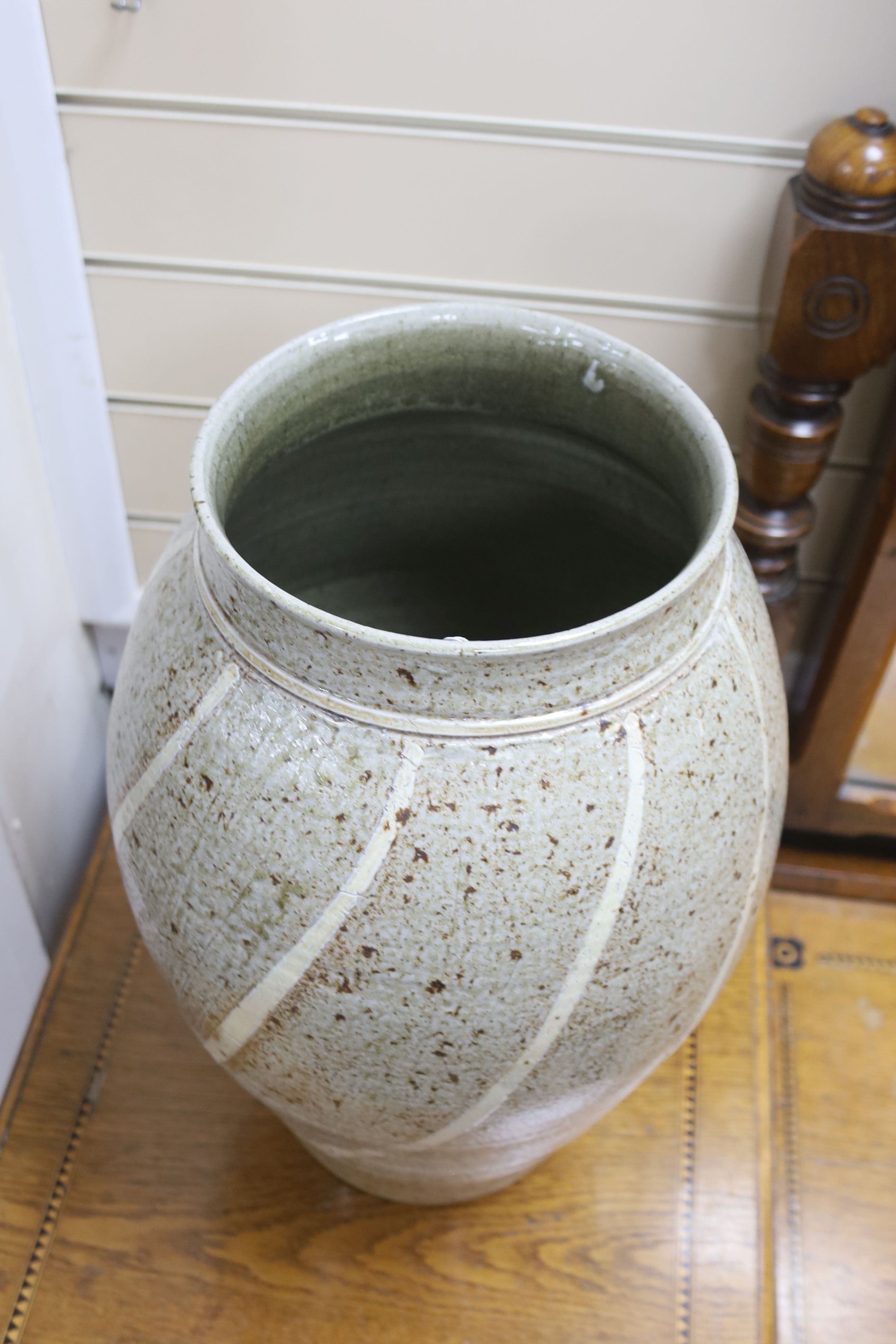 Sarah Walton, Alciston, a large ash glazed stoneware vase, 47cm